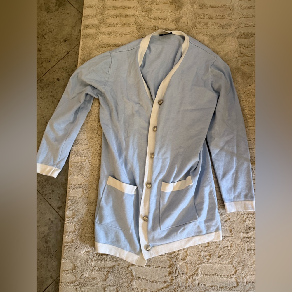 Vici Soft Blue Sweater with White Accents